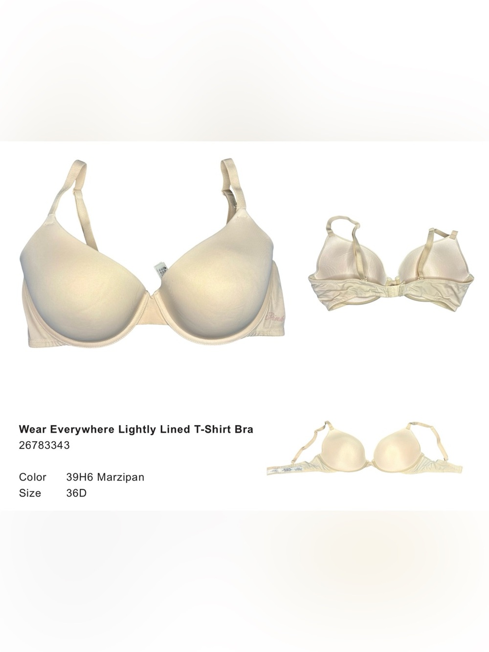 PINK Victoria’s Secret Wear Everywhere Lightly Lined T-Shirt Bra - Marzipan 36D
